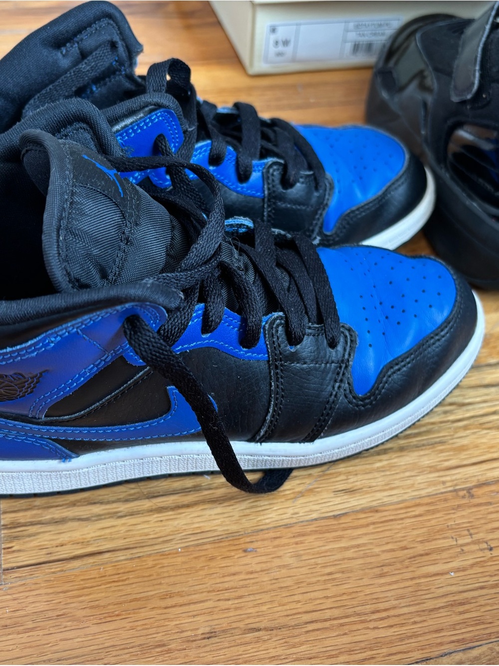 Jordan Kids Black and Royal Blue High-Top Sneakers